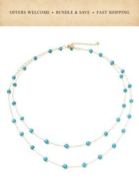 Boho Western Layered Turquoise Bead Choker Necklace with Extender